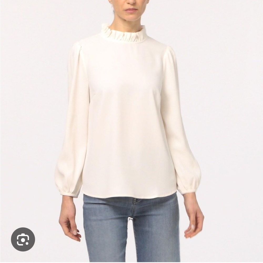 J Crew Ruffle Neck Top in 365 Crepe